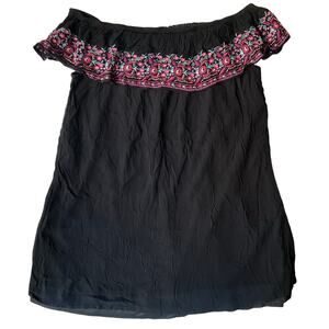 Arizona Jean Co Women Off Shoulder Embroidered Blouse size 2XL, Black